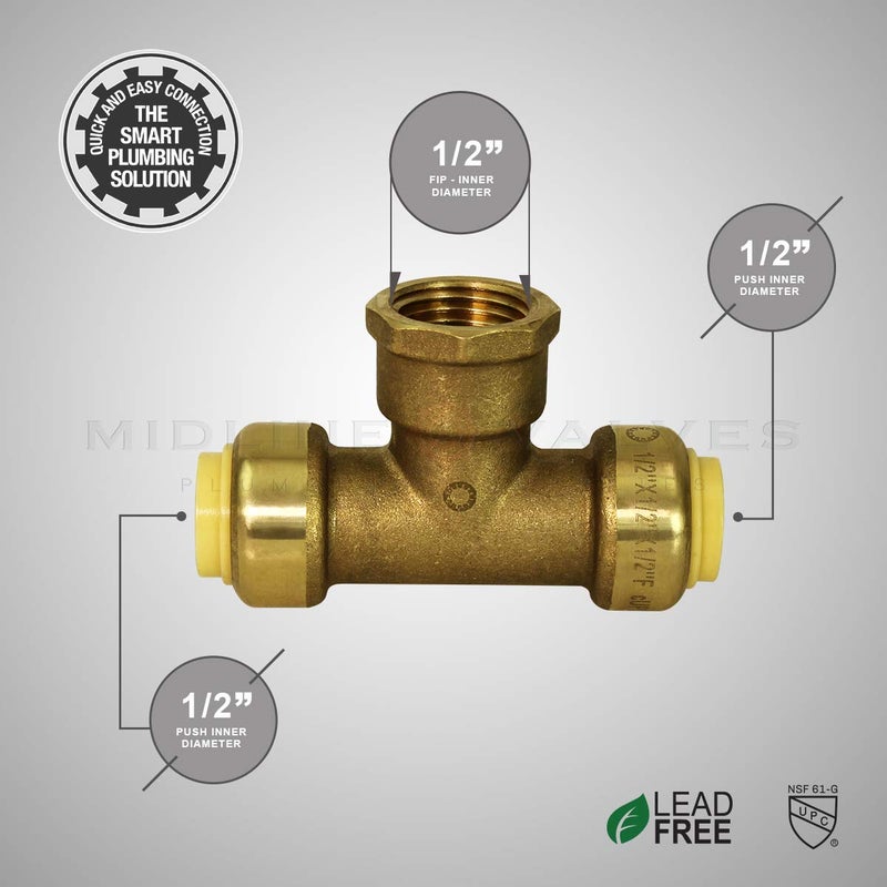 SUPPLYGIANT Supply Giant VQDUG34 Push x Push X Female 1/2 Inch Quick & Easy Installation with Corrosion Resistant to Improve Longevity, Connects Copper, CTS CPVC & PEX Pipes - Image 5